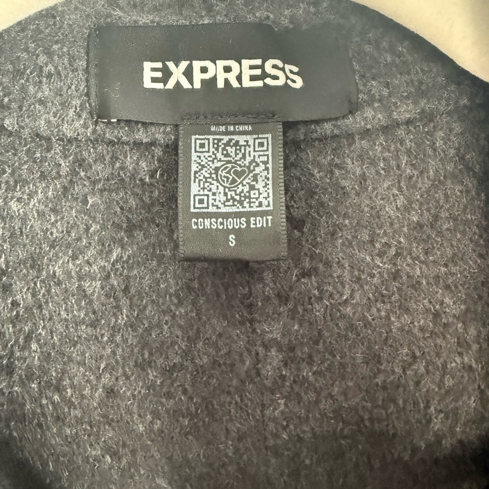 Express Double-Breasted Charcoal Gray Blazer with Gold Buttons - Picture 6 of 6